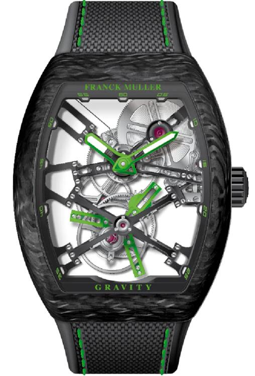 Best FRANCK MULLER Vanguard Gravity Skeleton Tourbillon Carbon - Green V 45 T GR CS SQT CARBONE (VE) (NR.VE) Replica Watch